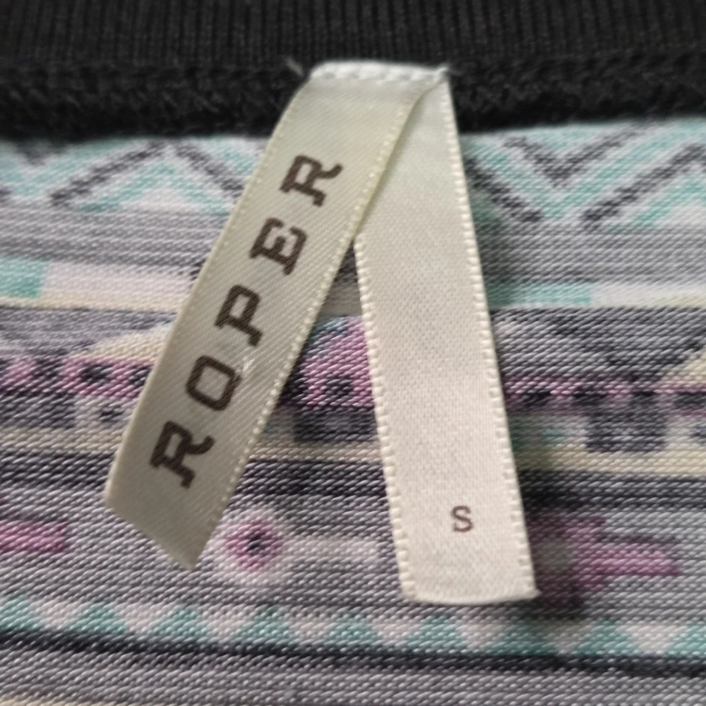 Roper Women Sz S Western Aztec Knit LS Shirt Lightweight Country Cowgirl Rodeo - Picture 2 of 9